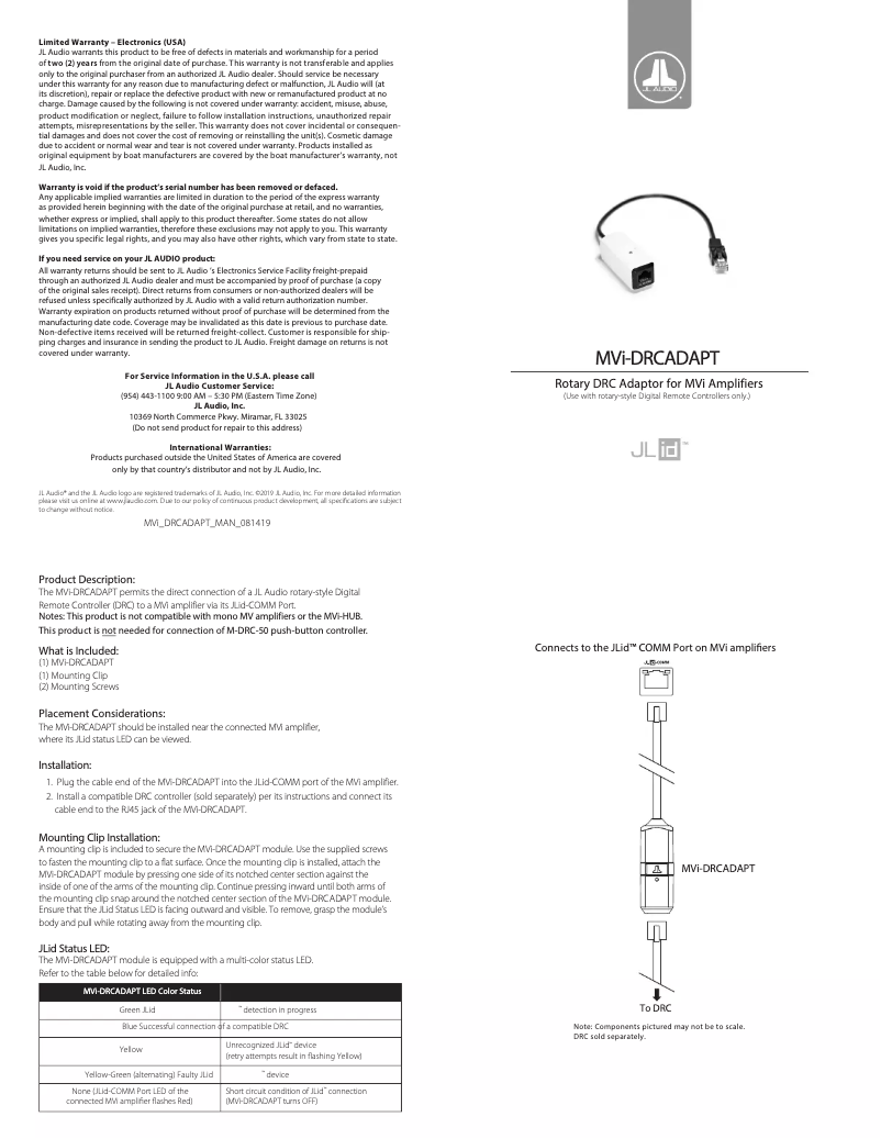 Imagen de la primera página del manual del dispositivo MVi-DRCADAPT