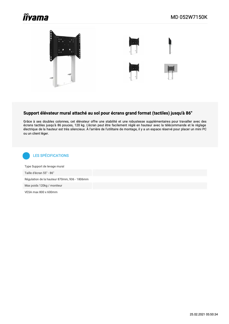 Página nº 1 - Ficha técnica Iiyama MD 052W7150K