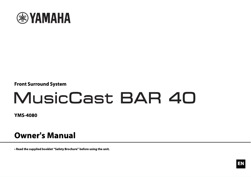 Imagen de la primera página del manual del dispositivo MusicCast Bar 40