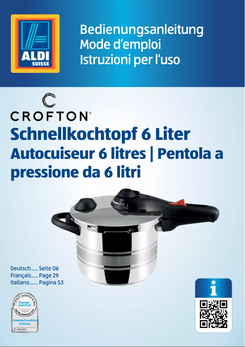 Página 1 del manual Manual de usuario Crofton 92528