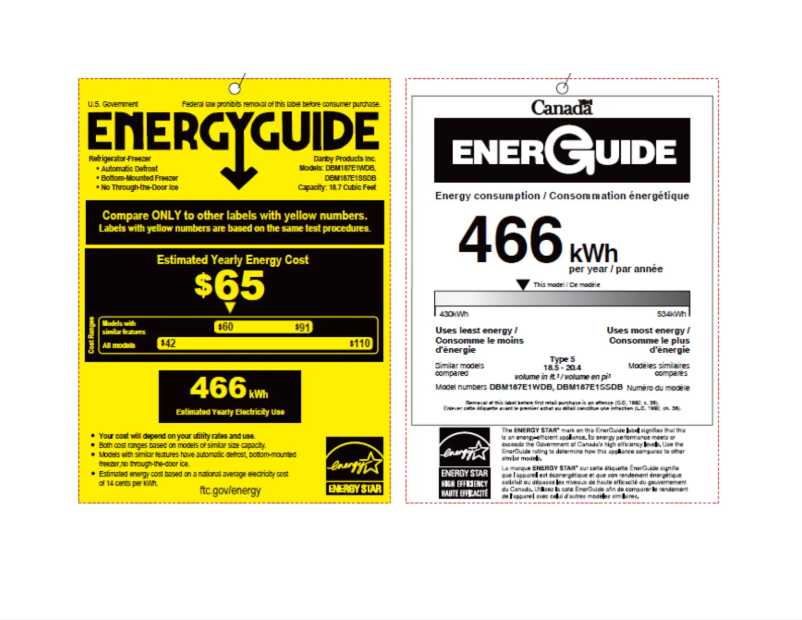 Página nº 1 - Etiqueta energética Danby DBM187E1SSDB