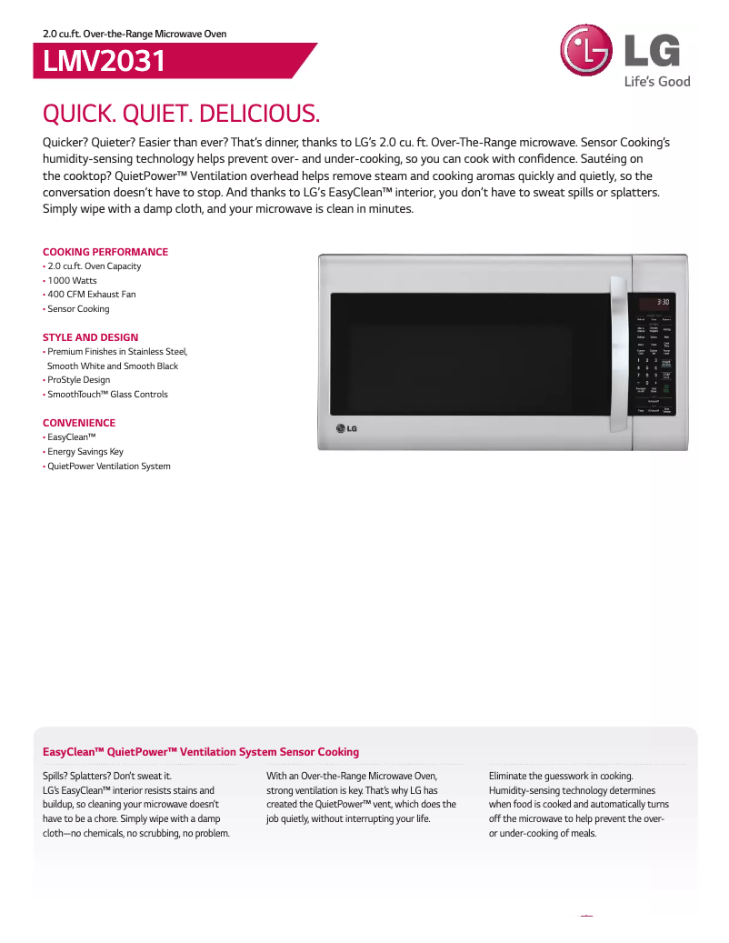 Página 1 del manual Ficha técnica LG LMV2031SB