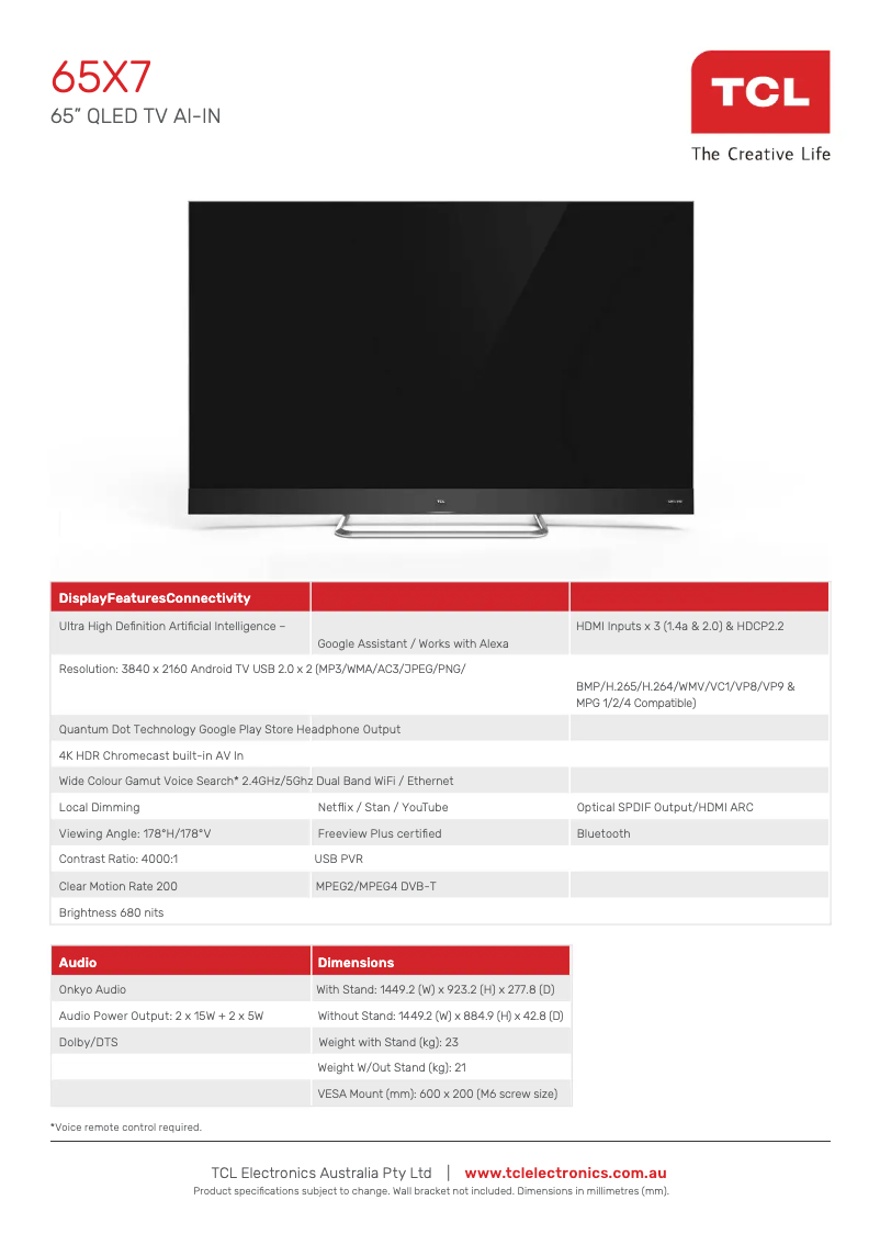 Imagen de la primera página del manual del dispositivo 65X7