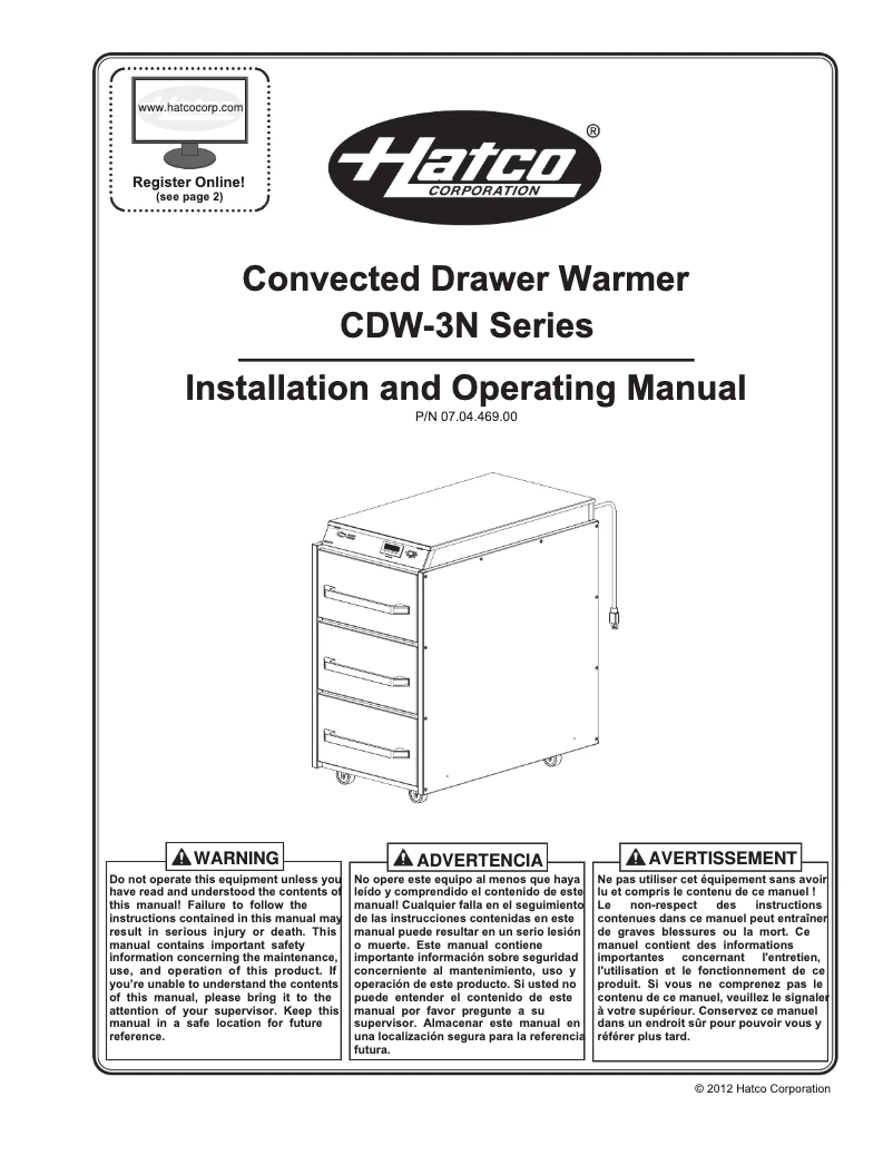 Página 1 del manual Manual de usuario Hatco CDW-3N