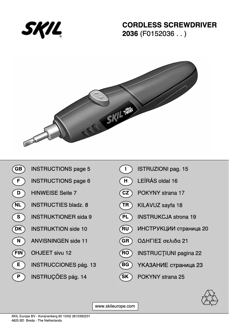 Página 1 del manual Manual de usuario Skil 2036 AA