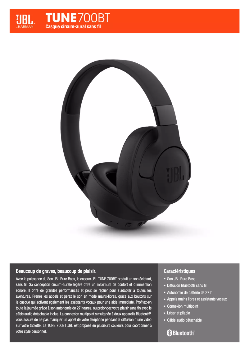 Imagen de la primera página del manual del dispositivo Tune 700BT