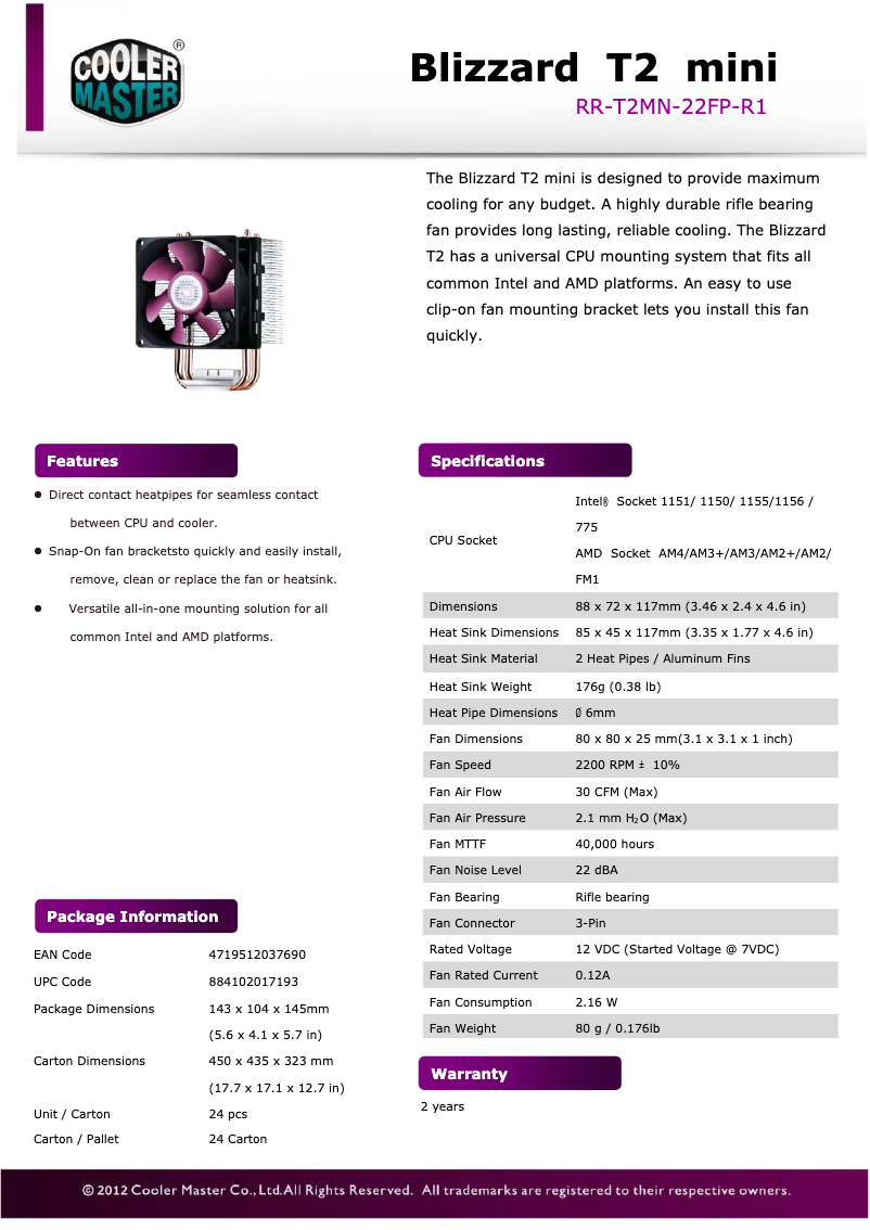 Imagen de la primera página del manual del dispositivo Blizzard T2 Mini