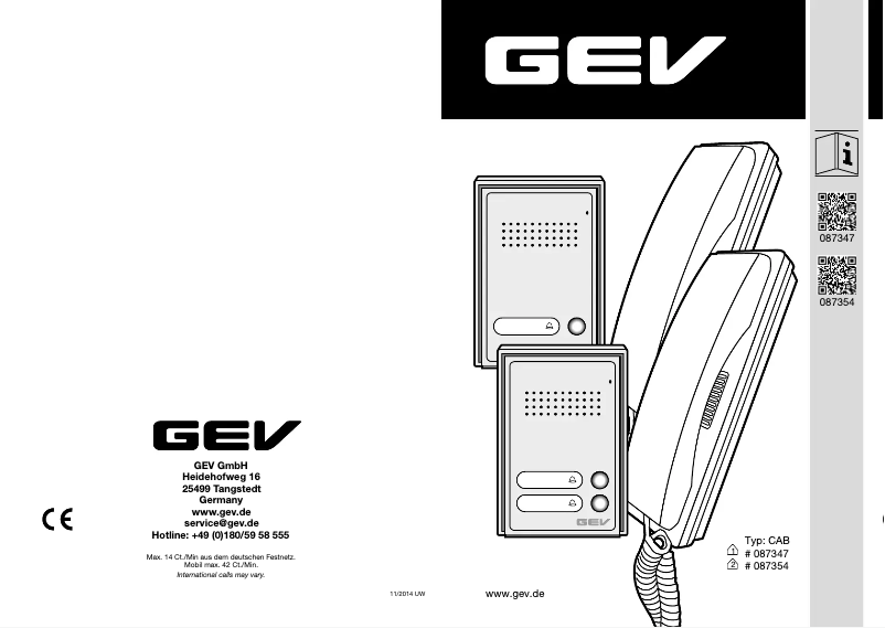 Imagen de la primera página del manual del dispositivo CAB 87354