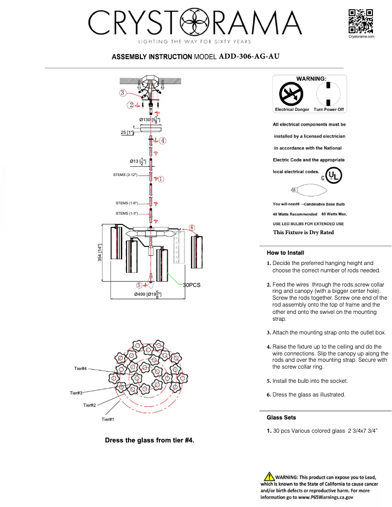 Página 1 del manual Manual de usuario Crystorama Addis ADD-306-AG-AU