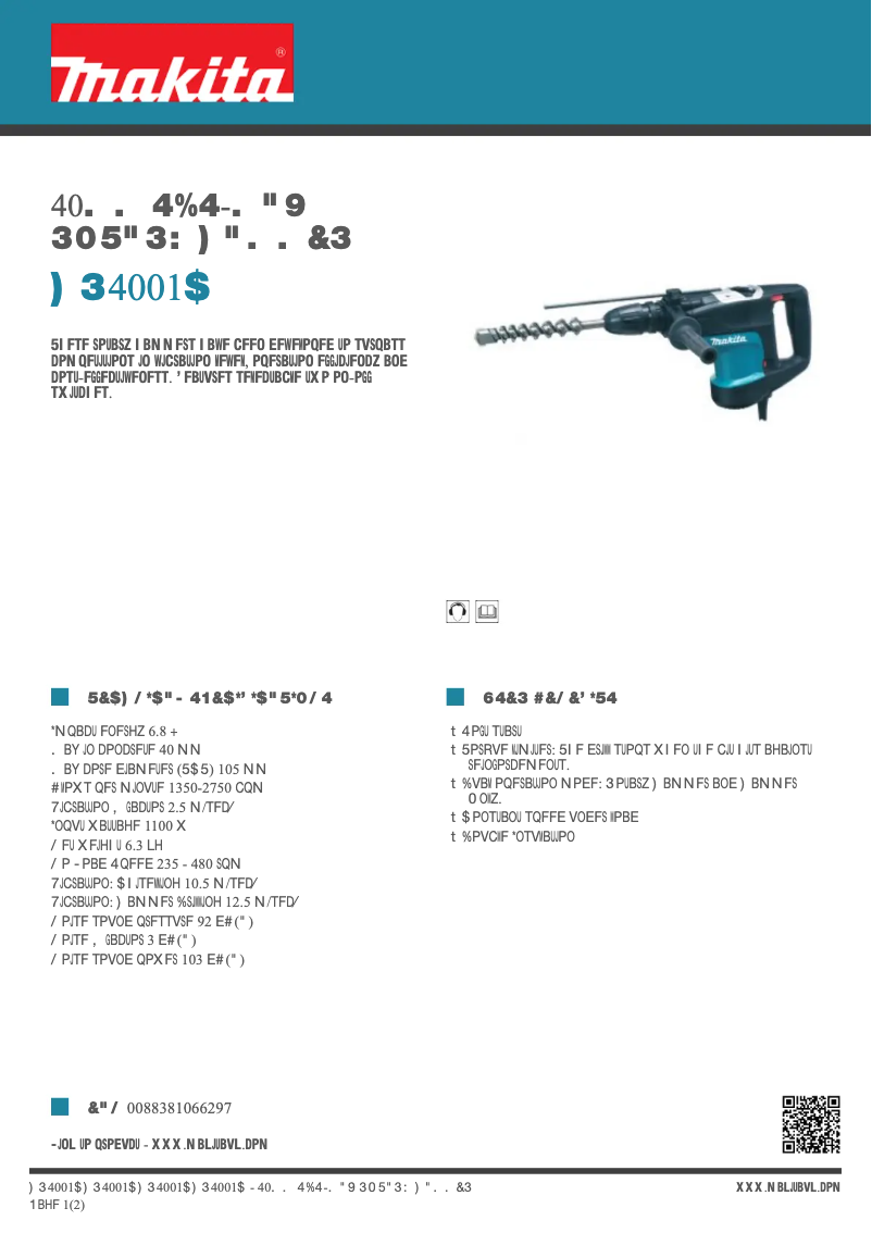 Página 1 del manual Ficha técnica Makita HR4001C