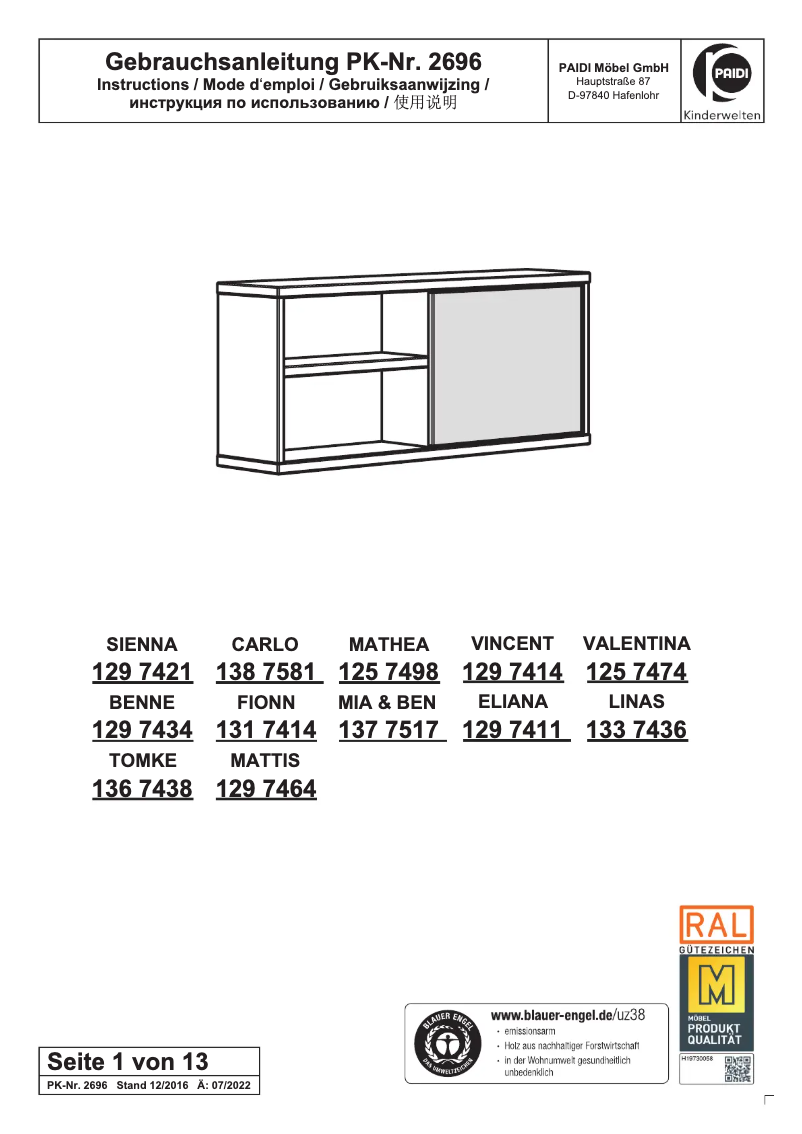 Página 1 del manual Manual de usuario Paidi Benne