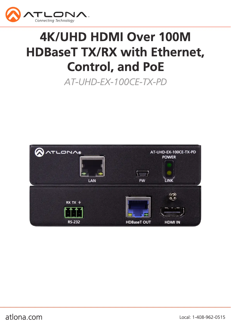 Página 1 del manual Manual de usuario Atlona UHD-EX-100CE-TX-PD