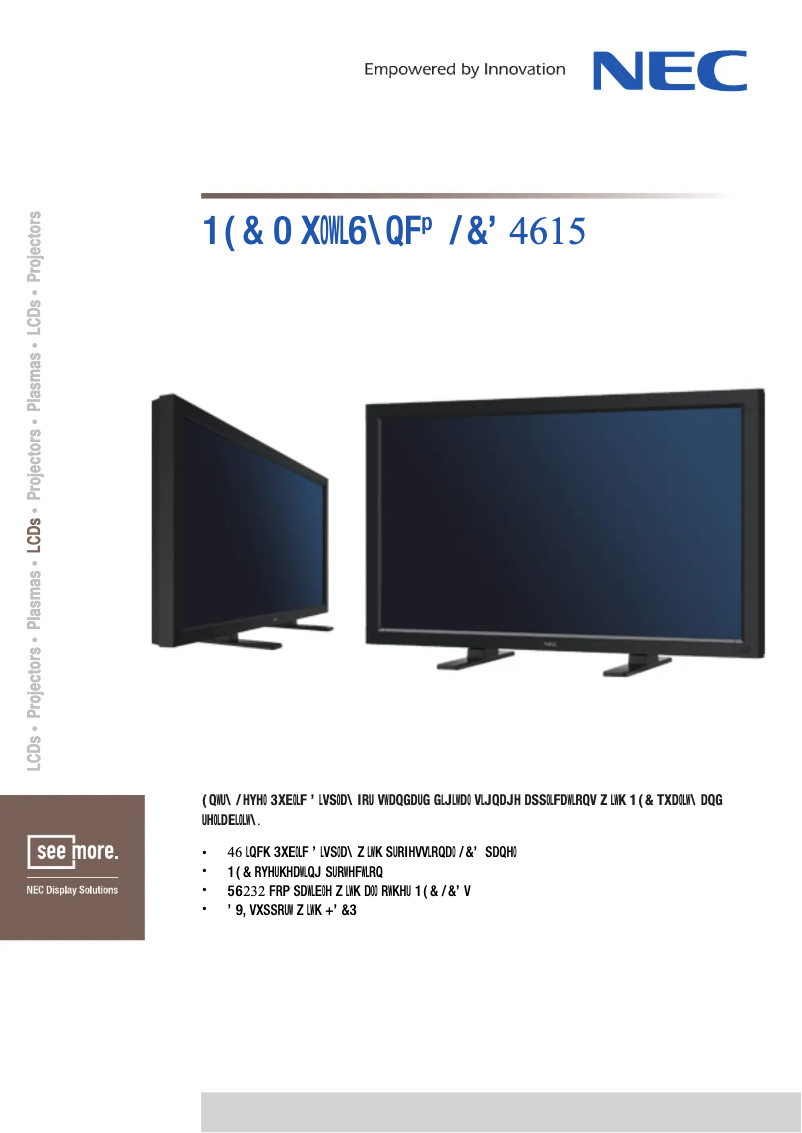 Imagen de la primera página del manual del dispositivo MultiSync LCD4615
