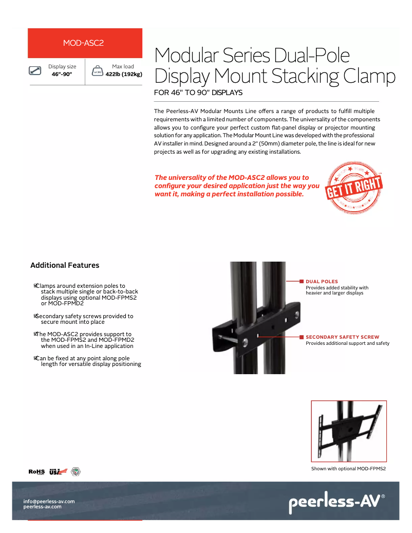 Página 1 del manual Manual de usuario Peerless-AV MOD-ASC2