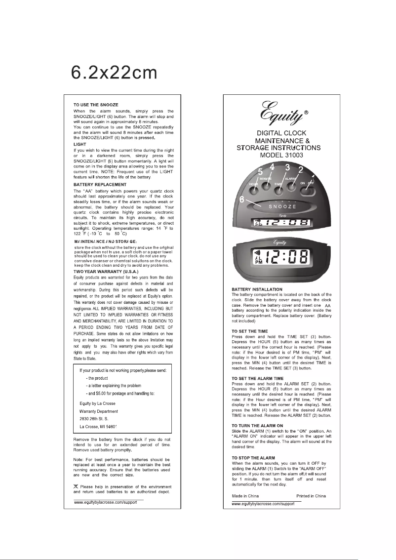 Página nº 1 - Manual de usuario Equity 31003