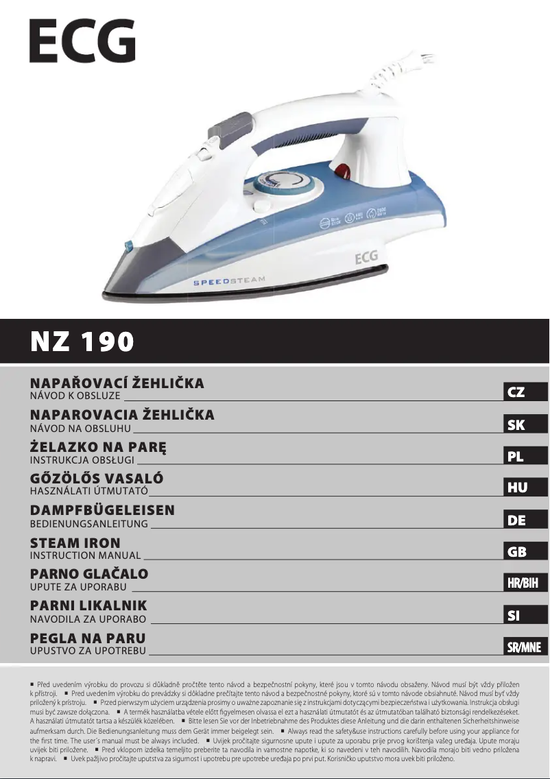 Imagen de la primera página del manual del dispositivo NZ 190