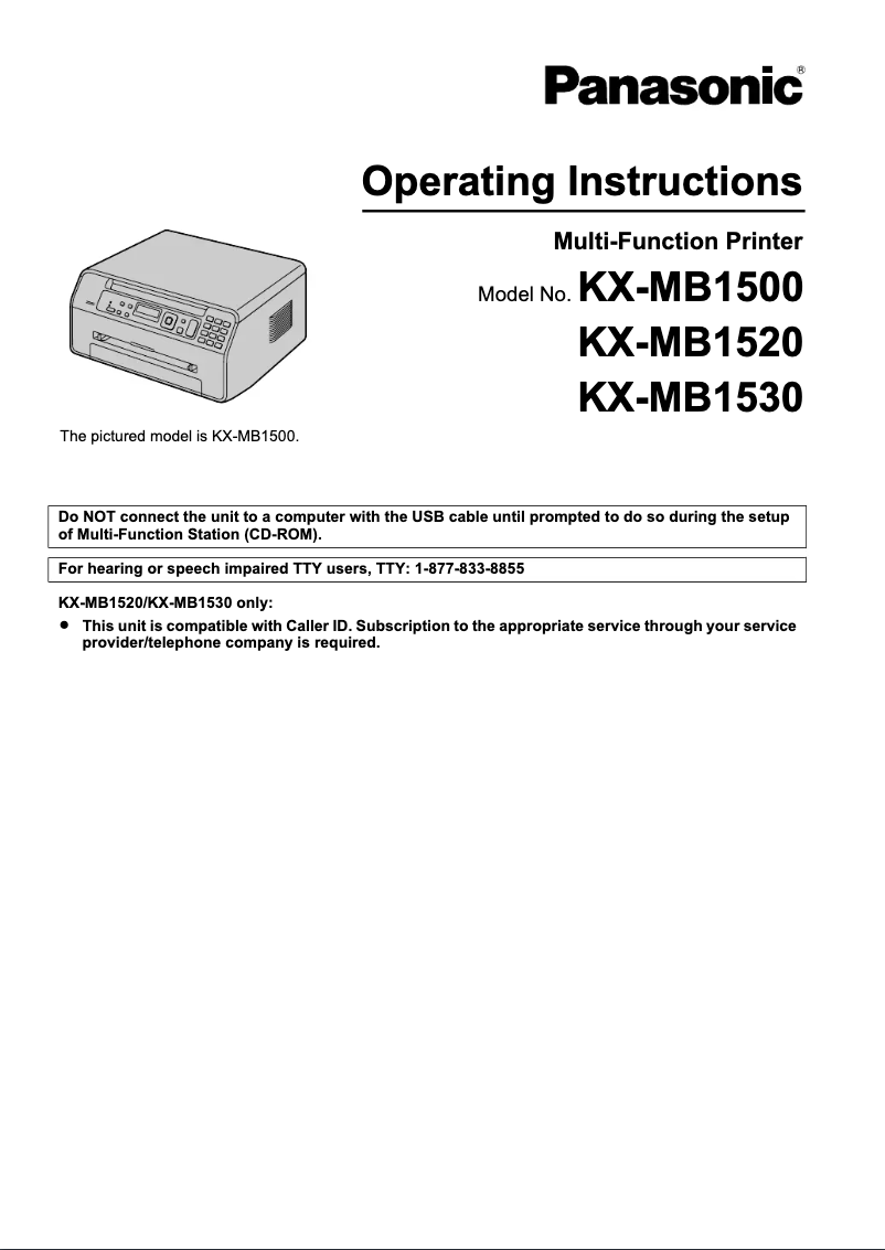Imagen de la primera página del manual del dispositivo KX-MB1500