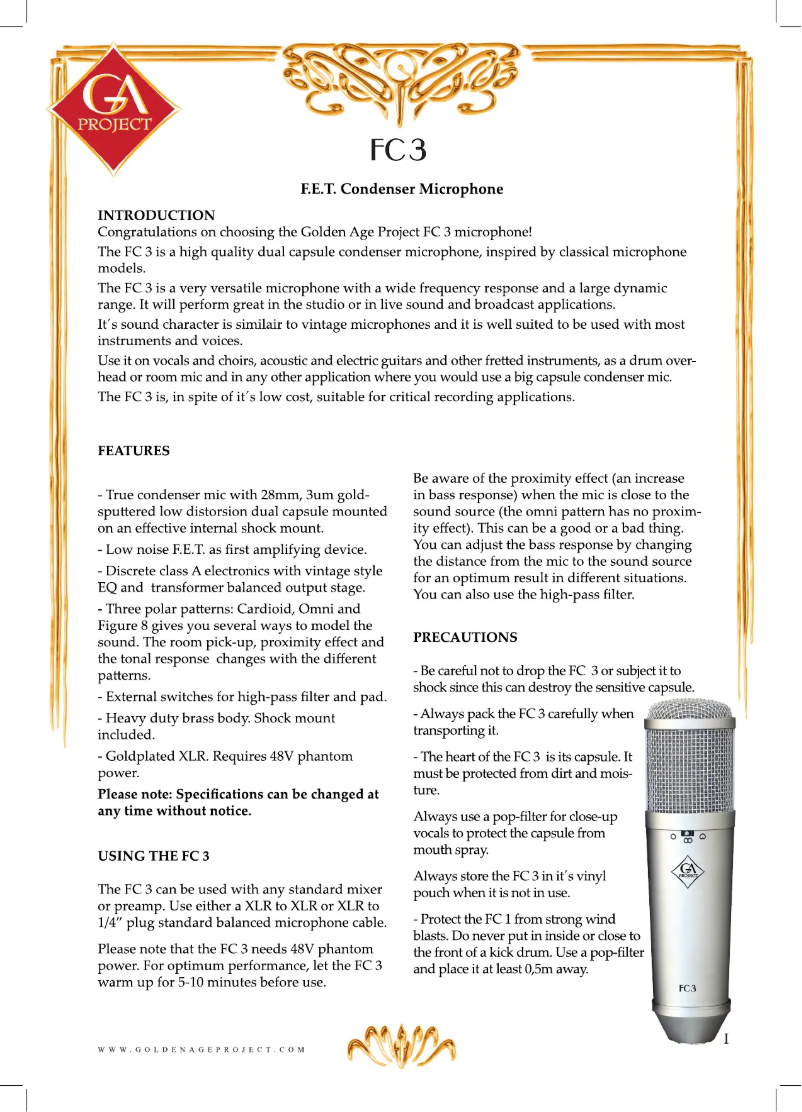 Imagen de la primera página del manual del dispositivo FC 3