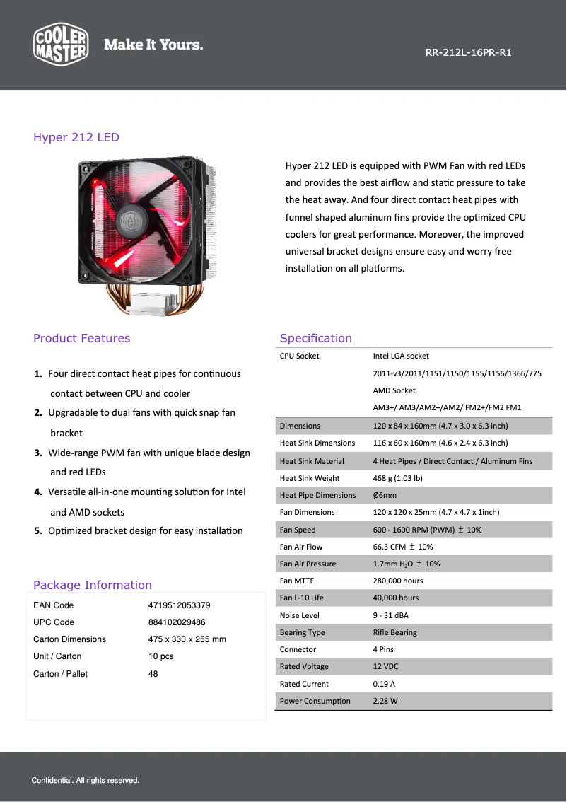 Imagen de la primera página del manual del dispositivo Hyper 212 LED