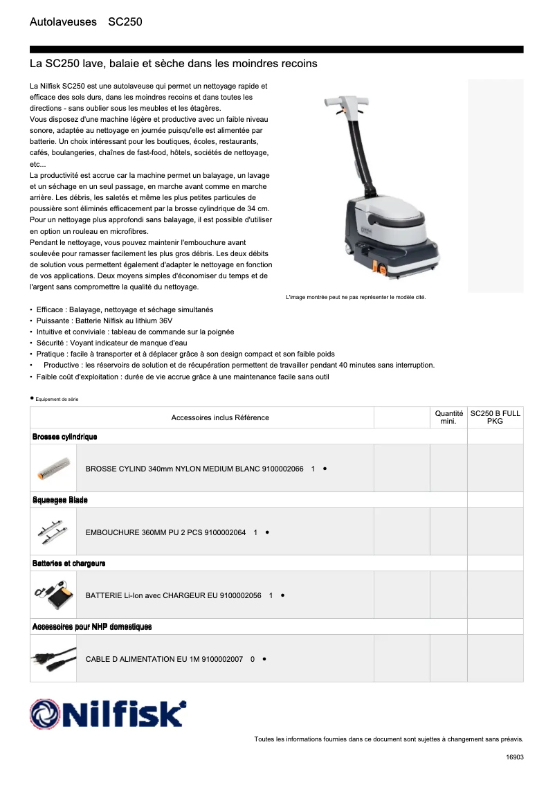 Página nº 1 - Ficha técnica Nilfisk SC250