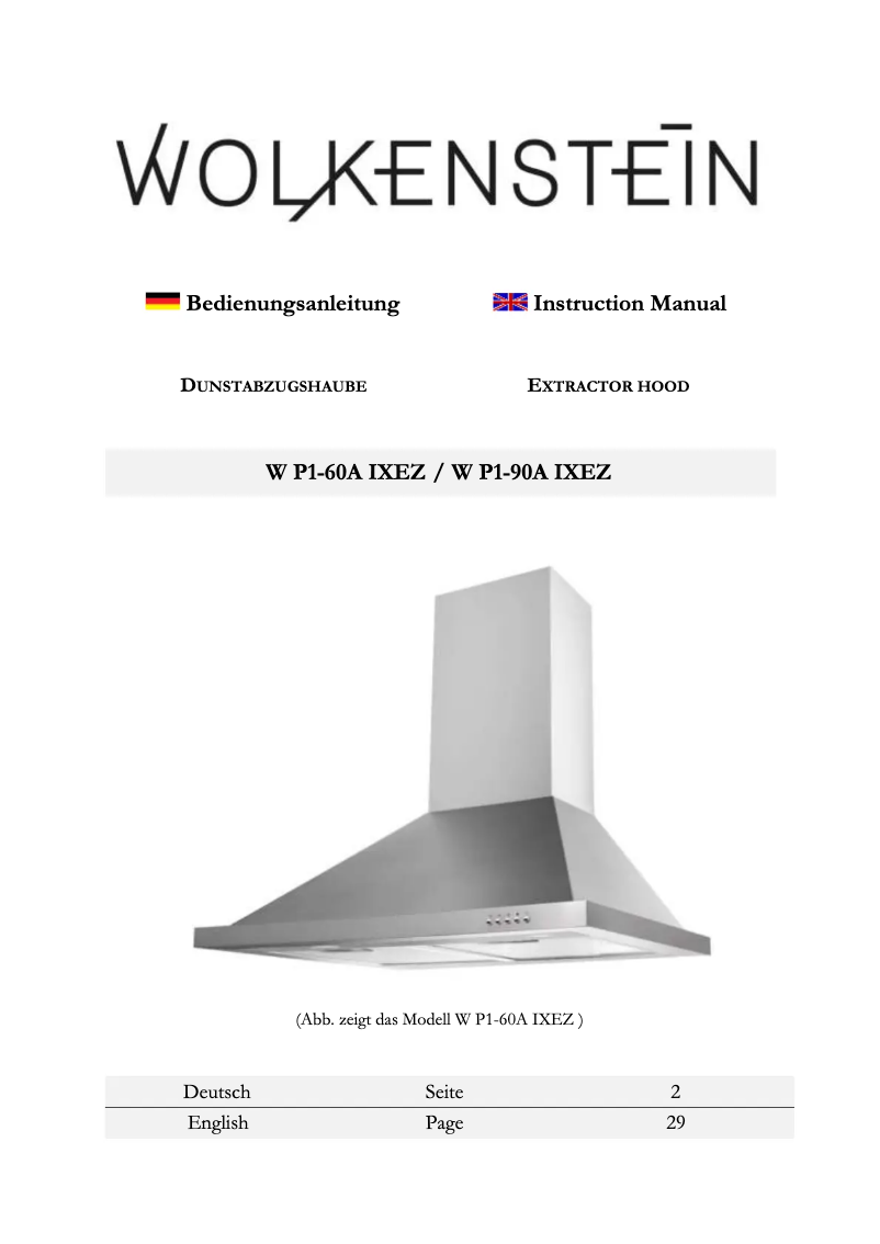 Página 1 del manual Manual de usuario Wolkenstein W P1-60A IXEZ
