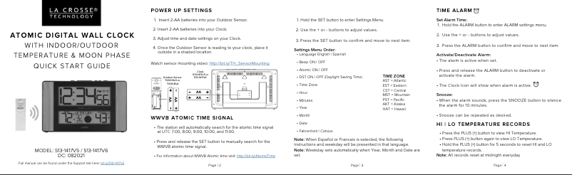 Página 1 del manual Guía de inicio rápido La Crosse Technology 513-1417V6