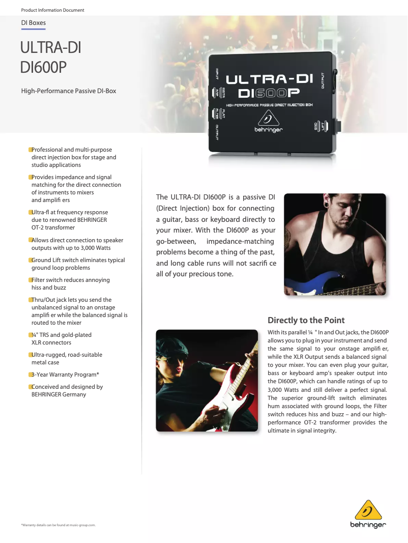 Imagen de la primera página del manual del dispositivo ULTRA-DI DI600P