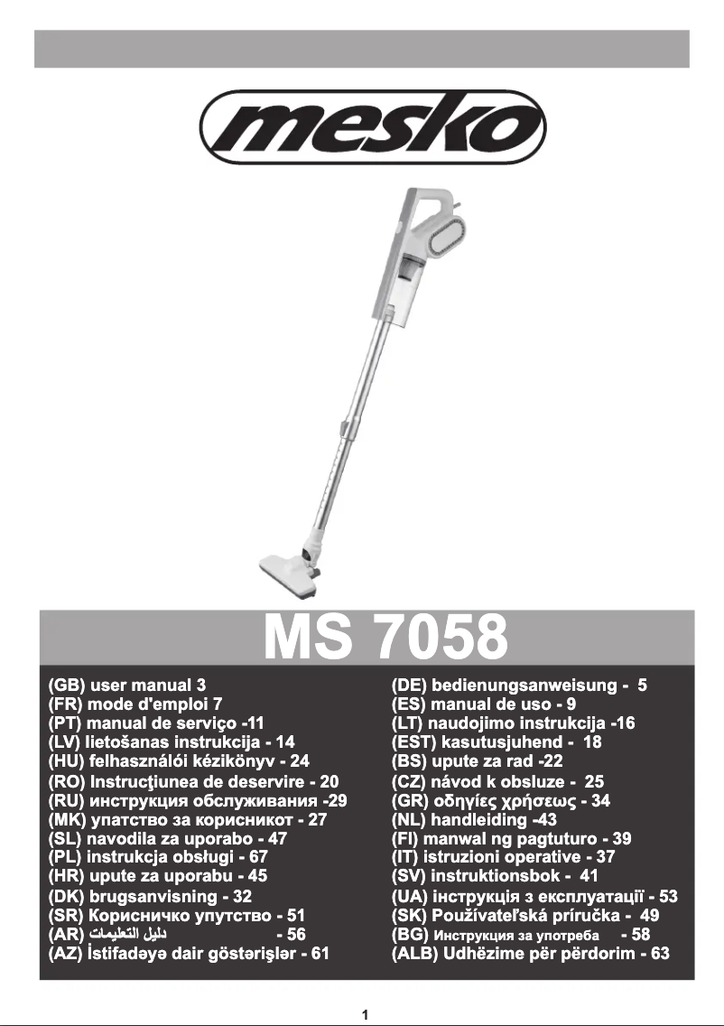 Página 1 del manual Manual de usuario Mesko MS 7058