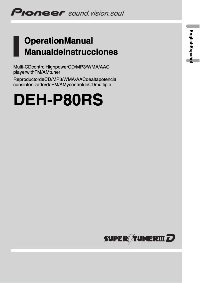 Página 1 del manual Manual de usuario Pioneer DEH-P80RS
