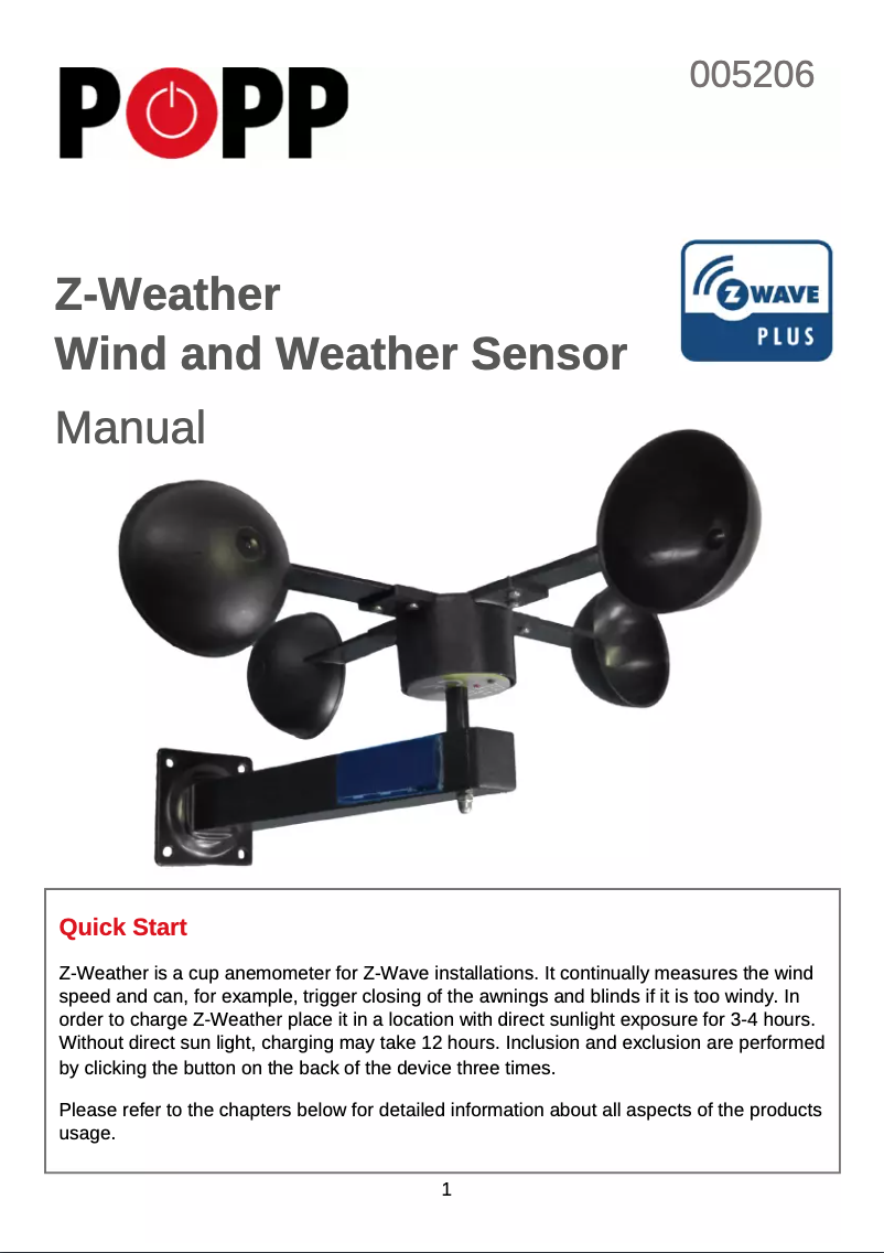 Página 1 del manual Manual de usuario Popp Z-Weather