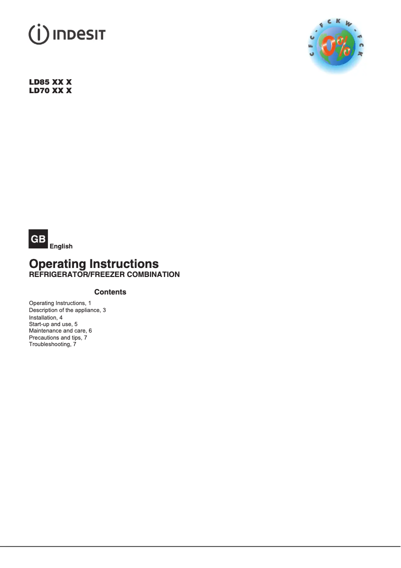 Página nº 1 - Manual de usuario Indesit LD70 N1 W