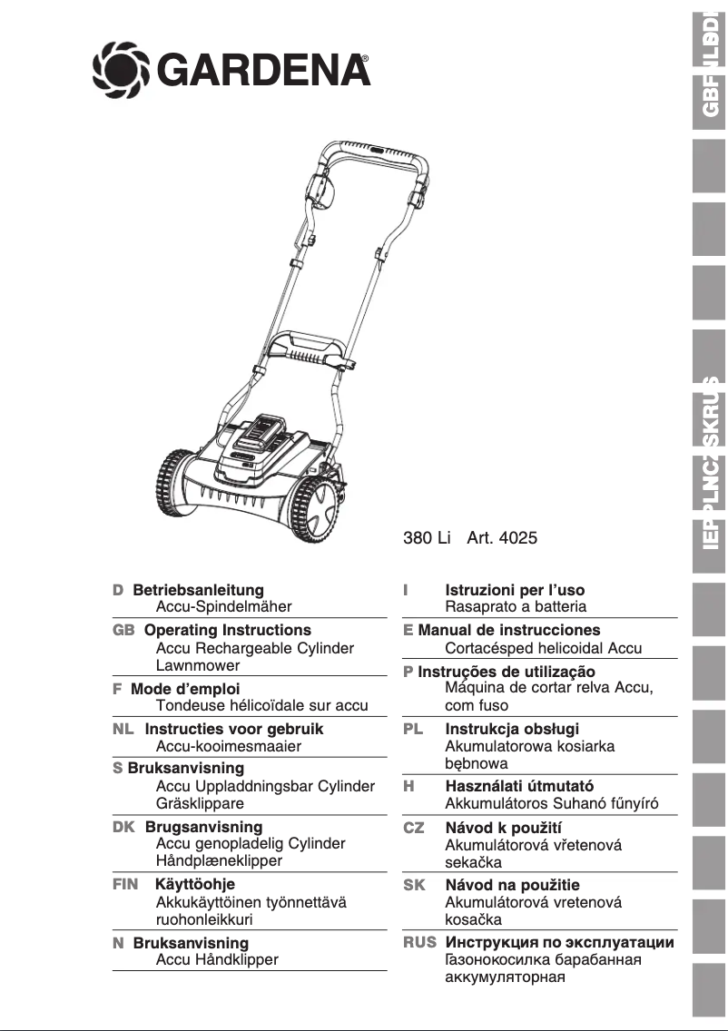 Página 1 del manual Manual de usuario Gardena 380 Li