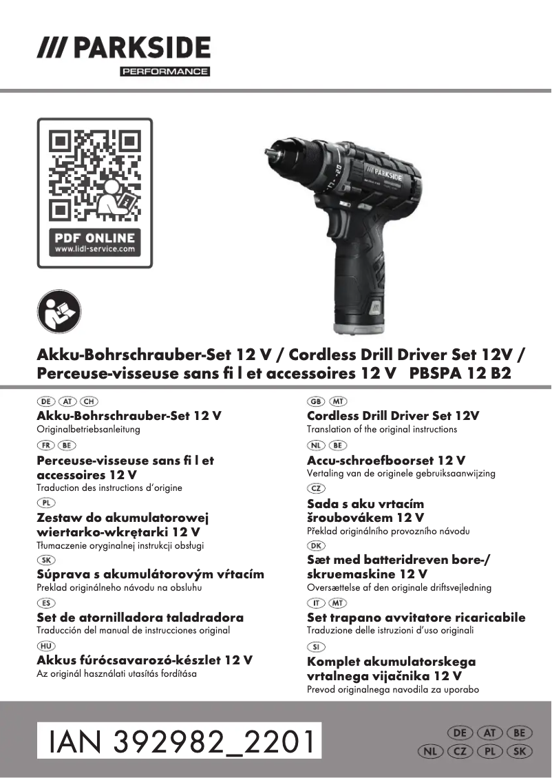 Página nº 1 - Manual de usuario Parkside PBSPA 12 B2