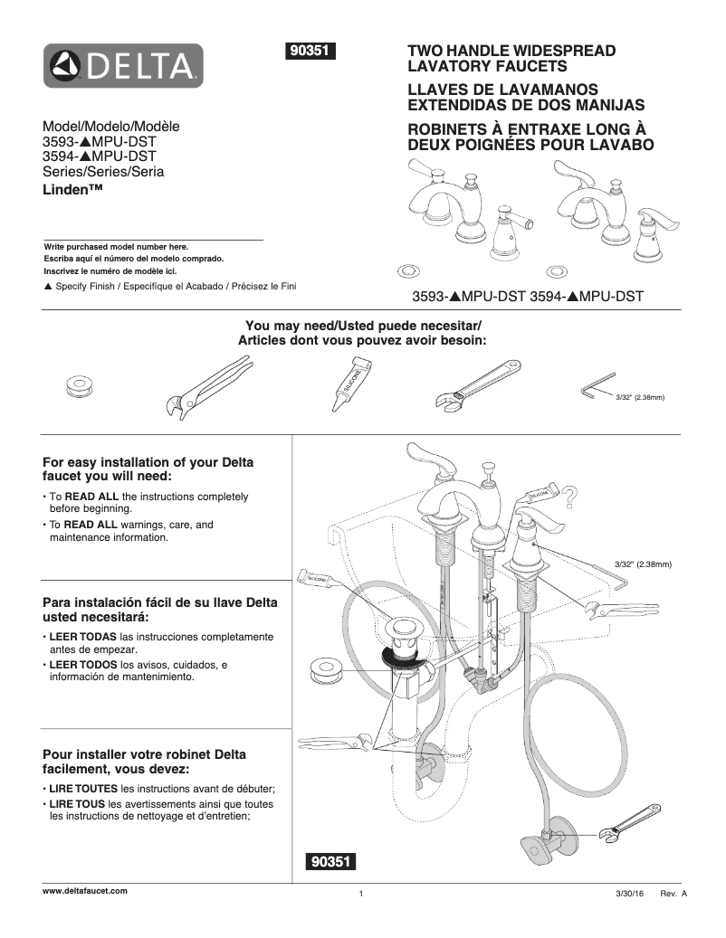 Página 1 del manual Manual de usuario Delta 3594-SSMPU-DST