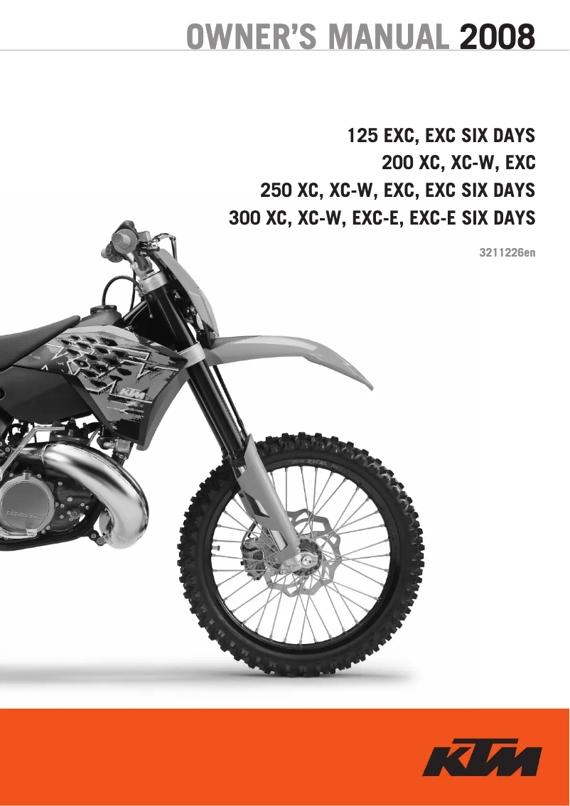 Página 1 del manual Manual de usuario KTM 250 XC (2008)