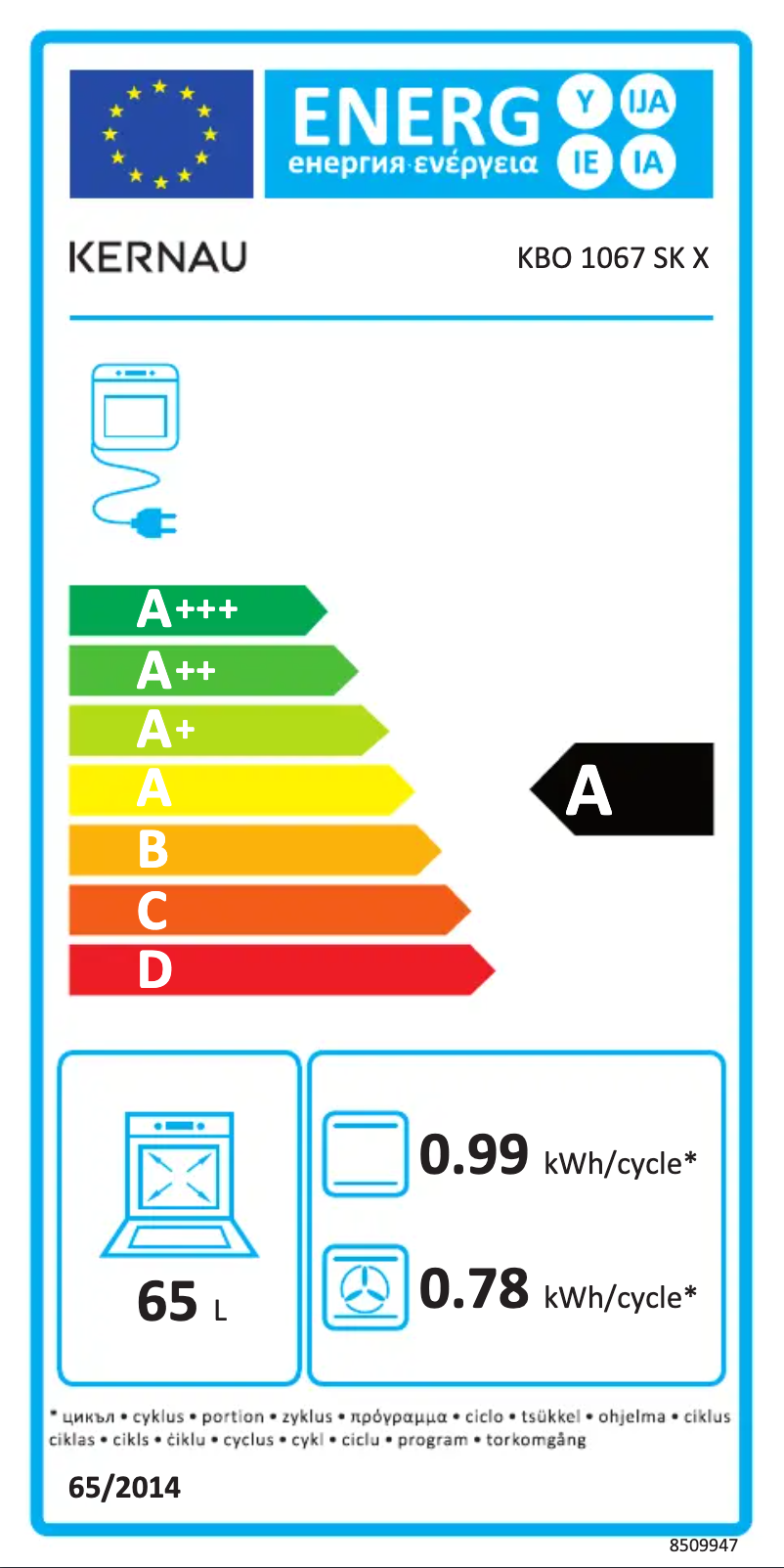 Página 1 del manual Etiqueta energética Kernau KBO 1067 SK X