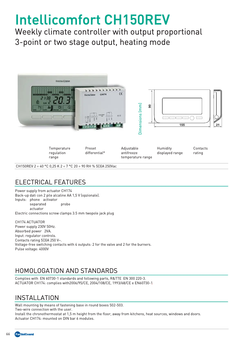 Página 1 del manual Manual de usuario Fantini Cosmi Intellicomfort CH150REV