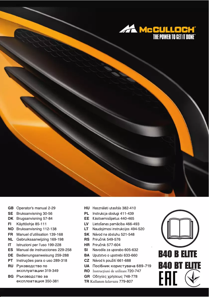 Página 1 del manual Manual de usuario McCulloch B40 BT ELITE