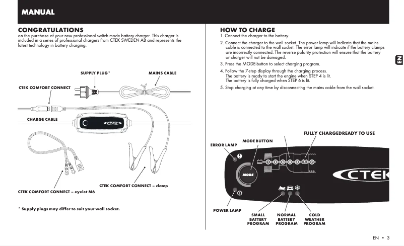 Página 1 del manual Manual de usuario Ctek MXS 3.8