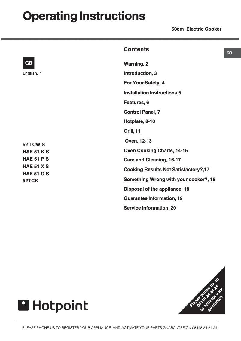 Imagen de la primera página del manual del dispositivo HAE51PS