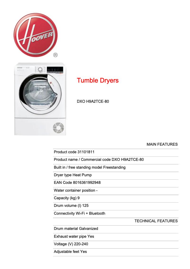 Imagen de la primera página del manual del dispositivo DXO H9A2TCE-80