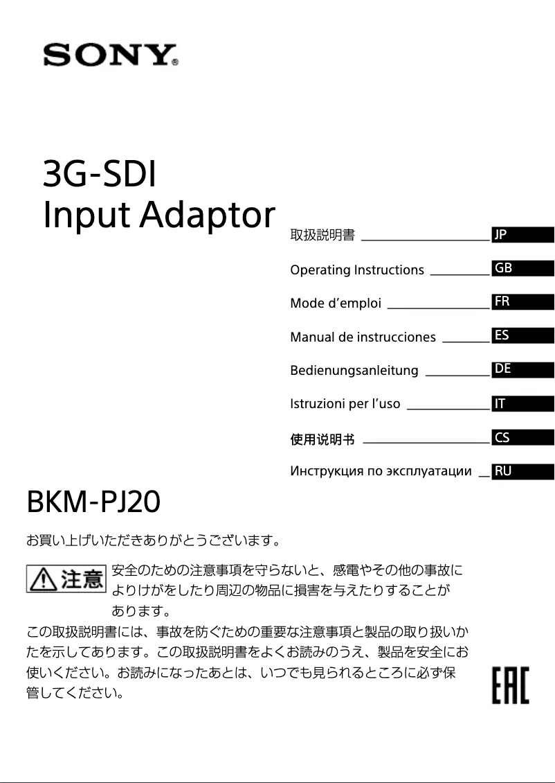 Imagen de la primera página del manual del dispositivo BKM-PJ20