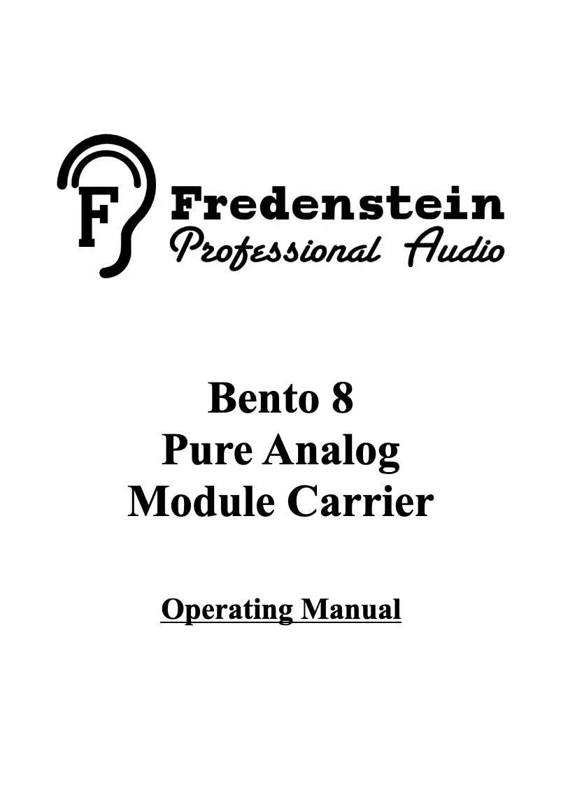 Página nº 1 - Manual de usuario Fredenstein Bento 8