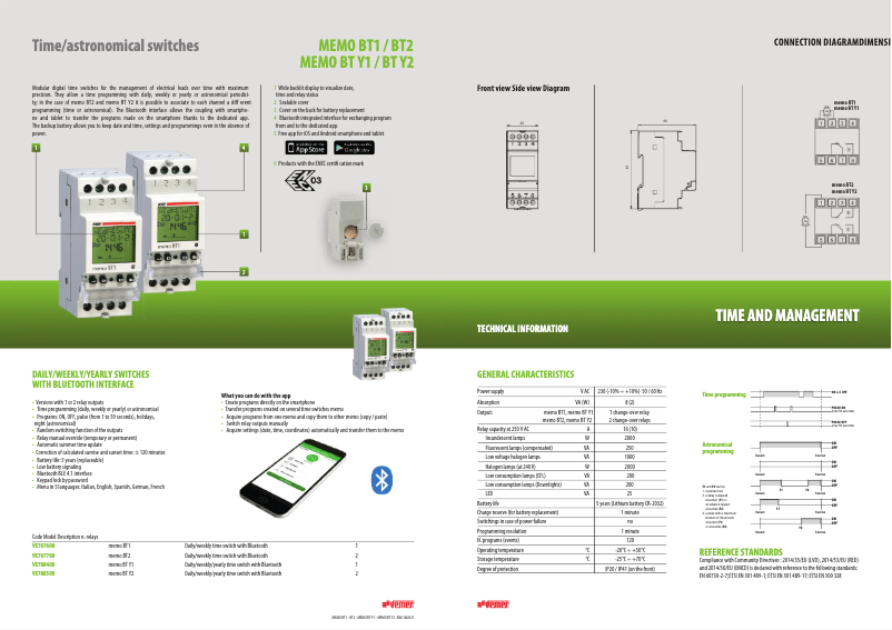 Página 1 del manual Ficha técnica Vemer memo BT2