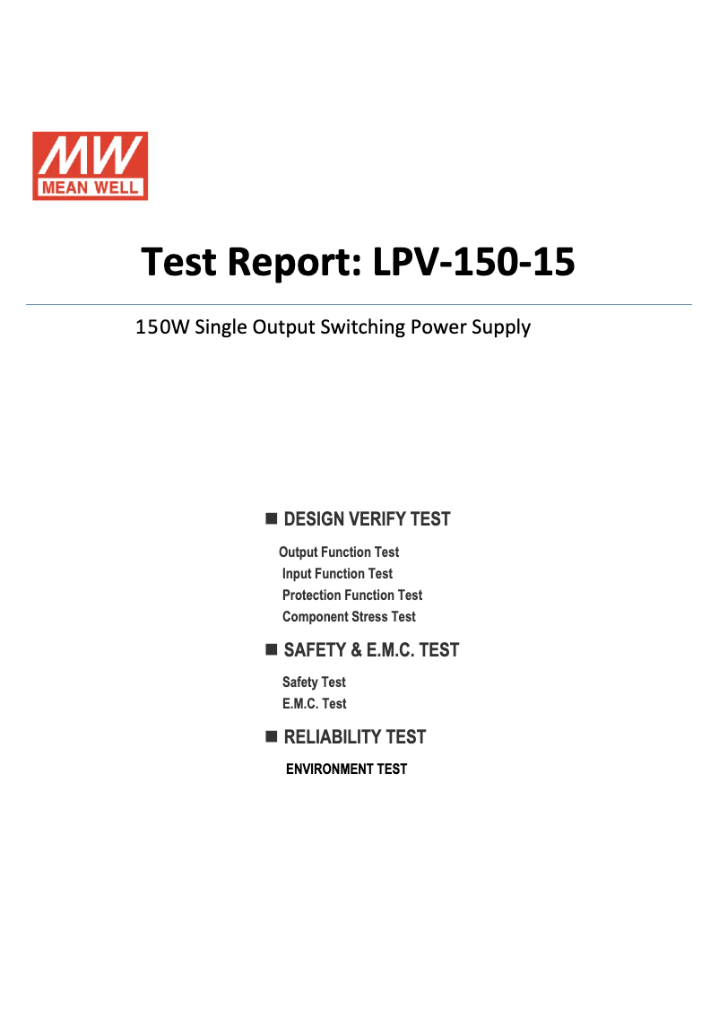 Página 1 del manual Ficha técnica Mean Well LPV-150-15