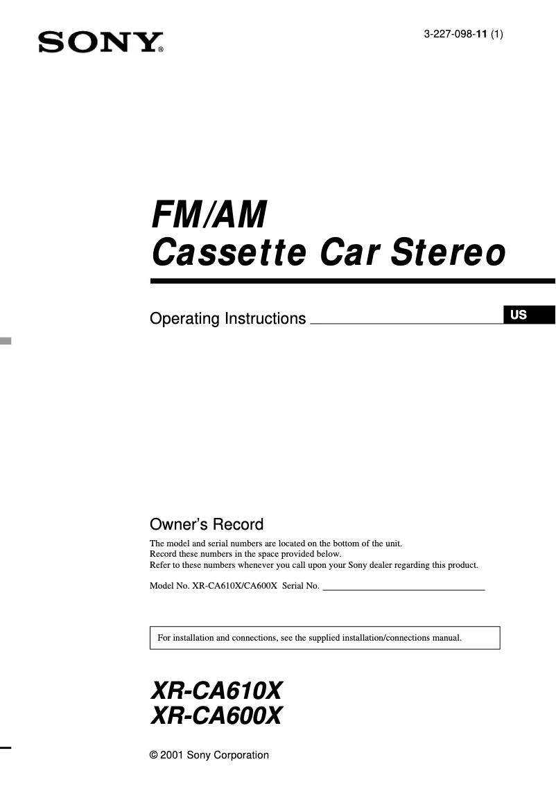 Página 1 del manual Manual de usuario Sony XR-CA610XFP