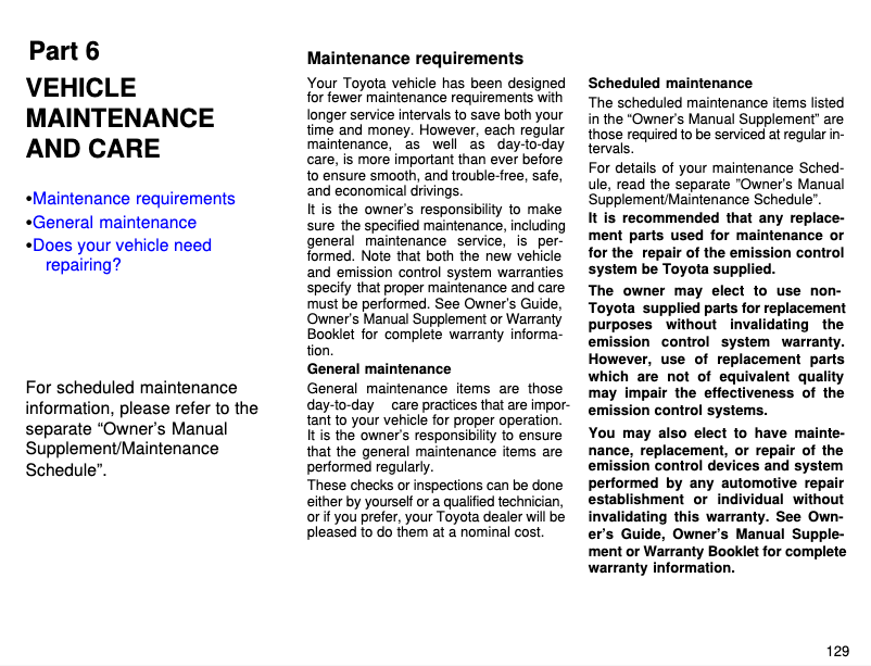 Imagen de la primera página del manual del dispositivo RAV4 (1996)