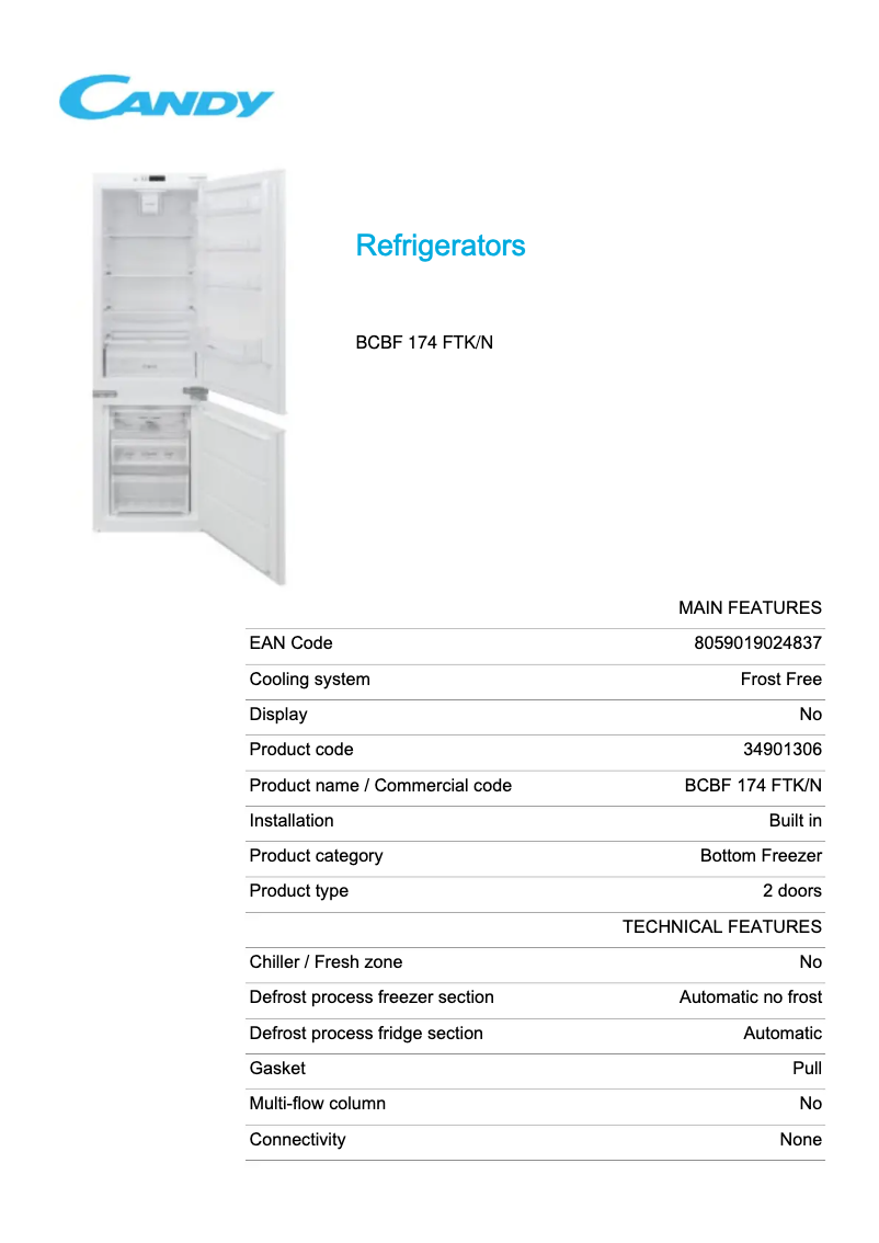 Imagen de la primera página del manual del dispositivo BCBF 174 FTK/N