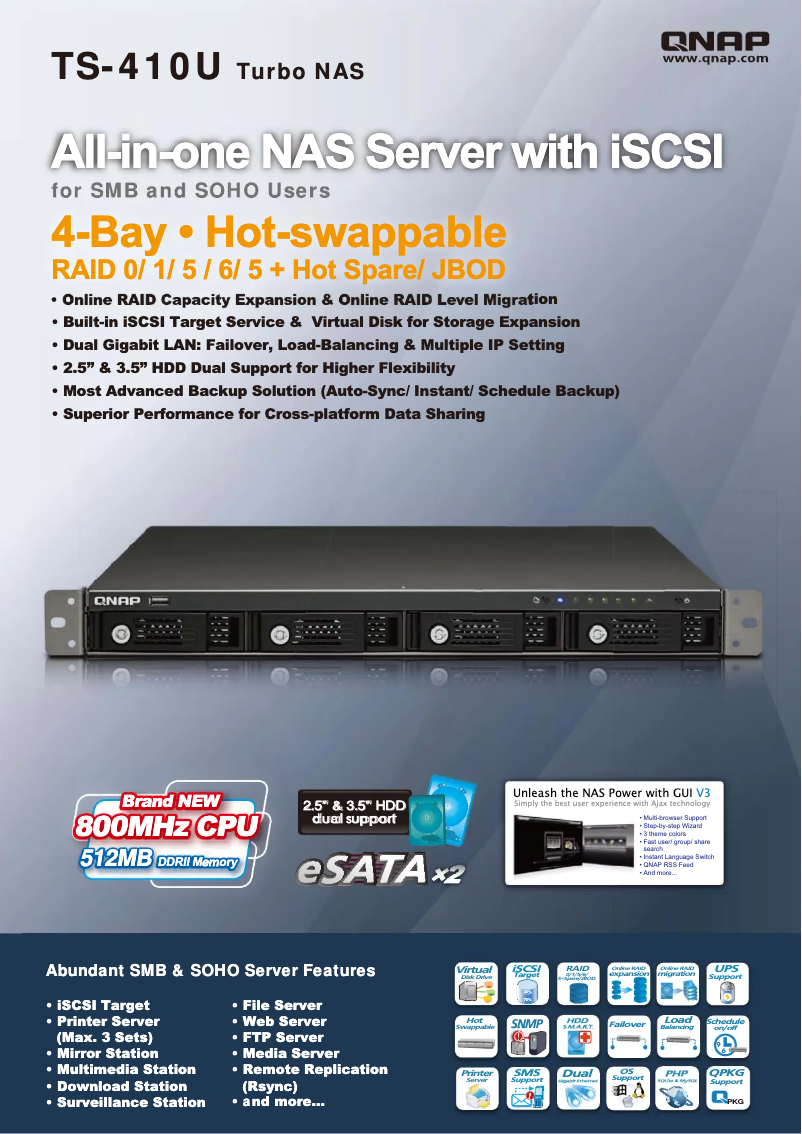 Página 1 del manual Manual de usuario QNAP TS-410U Turbo NAS