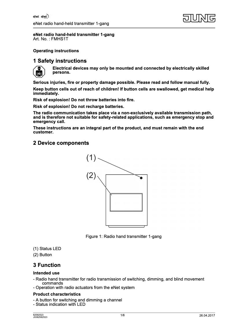 Imagen de la primera página del manual del dispositivo FM HS 1 T